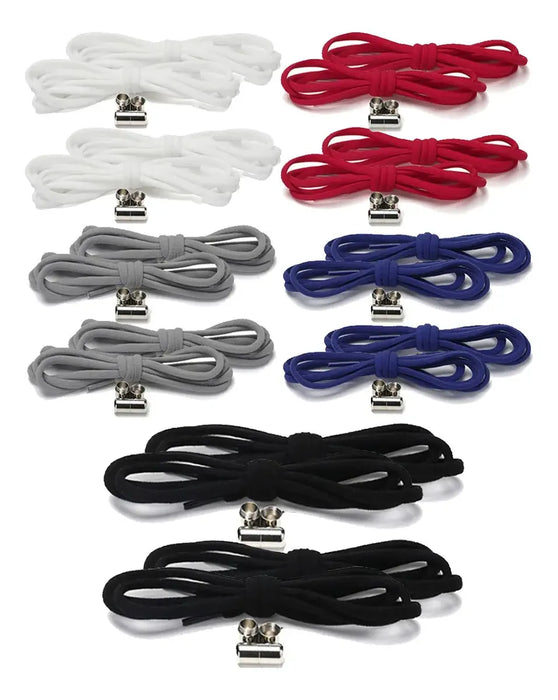 PAR AGUJETAS ELASTICAS CORDONES SIN NUDOS HEBILLA METAL GRADO A