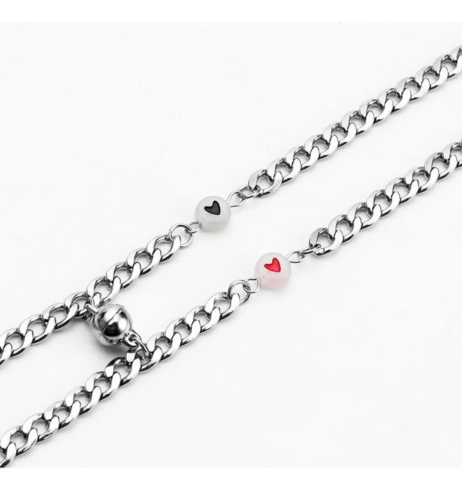 ✨ 2 PZAS PULSERA PAREJA CUBANA IMAN DIJE COLOR PLATA REGALO LOTE 30 PZAS GRADO B ✨