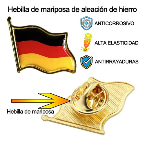 Broche Pin Metálico con Bandera de País | Grado B