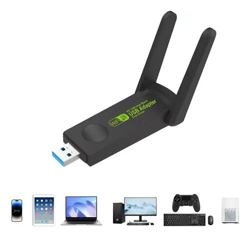 Adaptador Antena WiFi Inalámbrico USB 3.0 de 1300 Mbps Doble Banda | Grado B