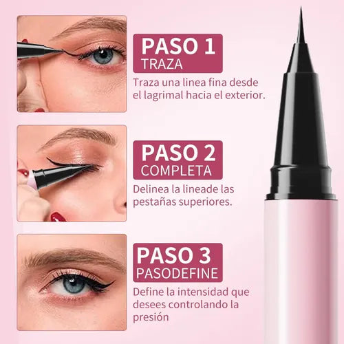 Delineador 2 en 1 de Ojos y Cejas con Lápiz y Sello Hipoalergénico Negro | Grado B