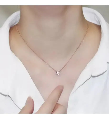 COLLAR CORAZÓN ROSA CON CIRCONITAS COLOR DORADO ROSA 1