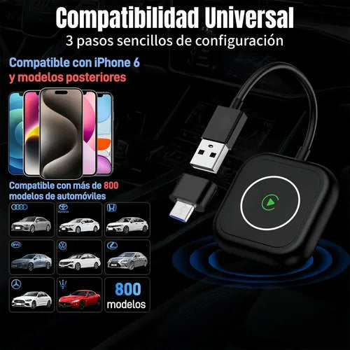Adaptador CarPlay Inalámbrico Ourlife para Automóvil Compatible con iPhone | Grado B