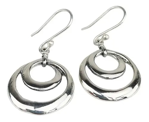 Pendientes de Doble Anillo Color Plateado | Grado B