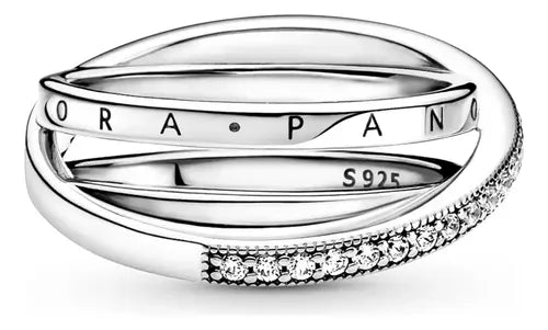 Anillo Triple Banda con Pavé Color Dorado Rosa | Grado B