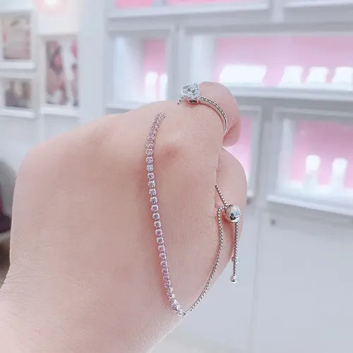 Brazalete de Tenis Deslizante Rosa con Kit de Regalo Color Dorado Rosa