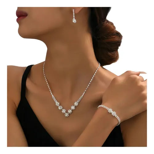 Juego de Collar y Pulsera de Moda para Mujer Color Plateado | Grado B