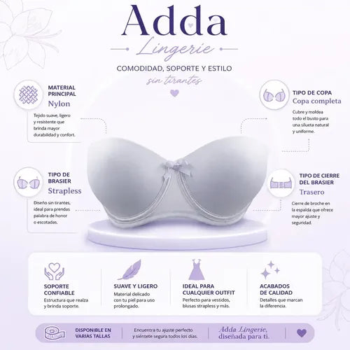 Brassier Strapless Linea con Silicon de Lujo, No Se Baja | Grado B