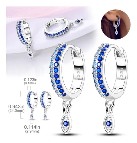 Aretes de Ojo Turco con Pavé de Zirconias Color Plateado | Grado B
