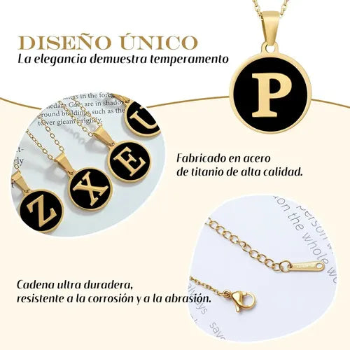 Collar con Dije de Letra Inicial de Acero Inoxidable para Mujer Color Dorado | Grado B