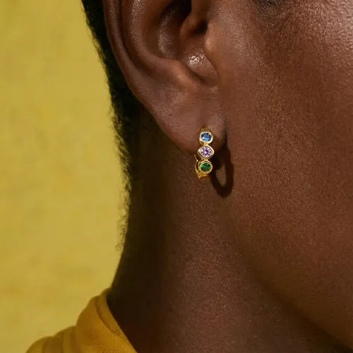 Aretes Color Plateado con Baño Color Dorado, Regalo para Mujer | Grado B