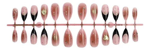 24 Uñas Postizas con Parches Adhesivos y Pegamento | Grado B