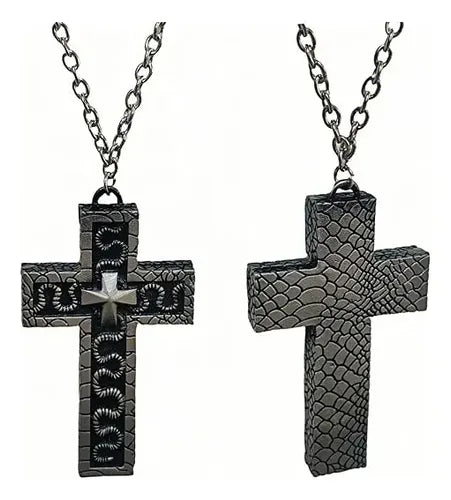 Collar con Dije de Cruz y Compartimento Secreto Incluye Caja | Grado B