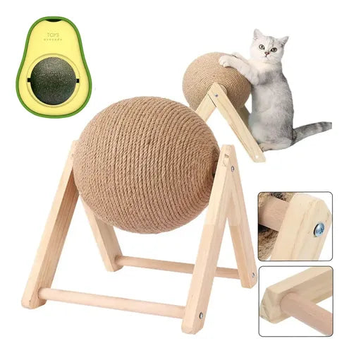 Accesorio de Bola Rascadora Ondulada para Gatos, Sisal Dorado | Grado B