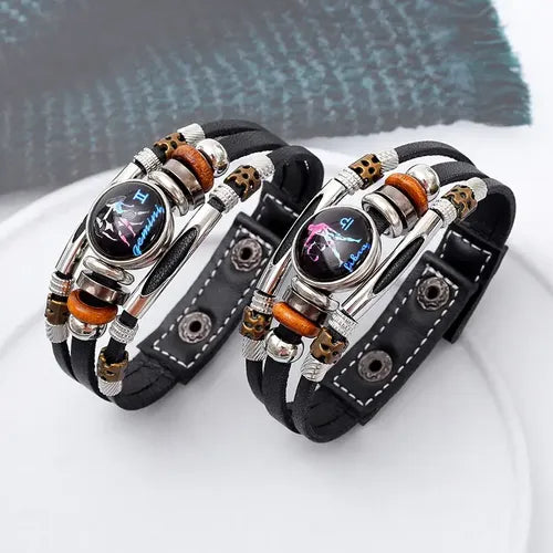 Pulsera de los 12 Signos del Zodiaco que Brilla en la Oscuridad | Grado B