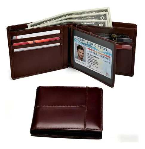 Cartera Billetera de Hombre con Protección RFID Color Marrón | Grado B