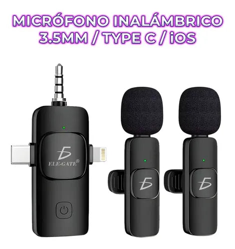 Micrófono Inalámbrico Lavalier con Cancelación de Ruido 2.4G USB Negro | Grado B