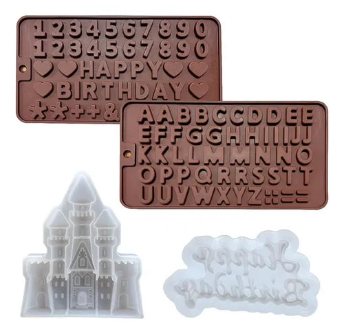 Molde de Silicona de Abecedario y Números para Repostería Color Marrón | Grado B