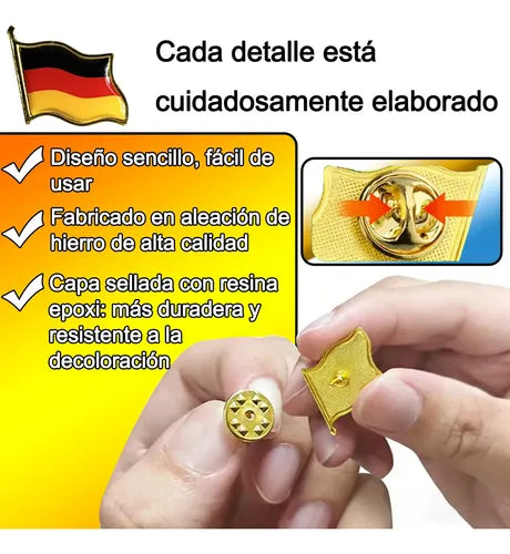 Broche Pin Metálico con Bandera de País | Grado B