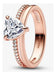 Pandora Anillo Doble En Forma De Corazón En Oro Rosa Talla 6-52