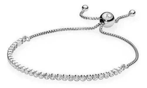 Brazalete de Tenis Ajustable Estilo Genérico Color Plateado | Grado B