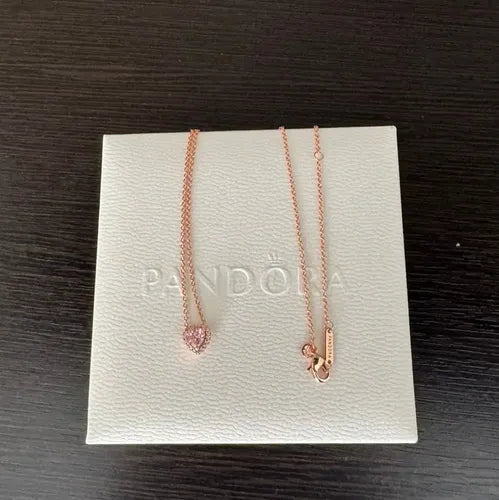 COLLAR CORAZÓN ROSA CON CIRCONITAS COLOR DORADO ROSA 1