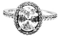 Anillo Doble Halo Brillante Color Plateado