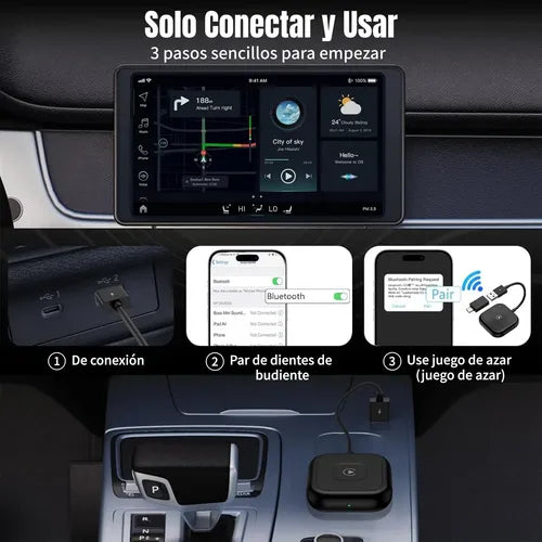 Adaptador CarPlay Inalámbrico Ourlife para Automóvil Compatible con iPhone | Grado B