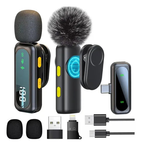 Micrófono Inalámbrico Lavalier con Cancelación de Ruido 2.4G USB Negro | Grado B