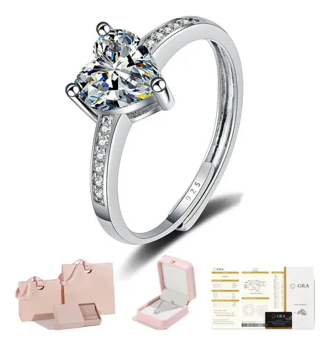 Anillo de Promesa Ajustable para Mujer Color Plateado | Grado B