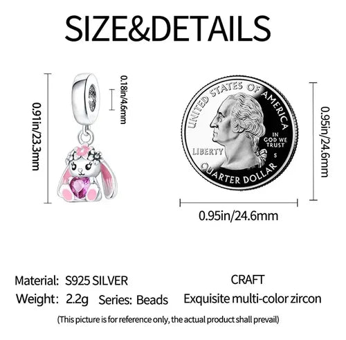 Dije Charm de San Valentín para Pulsera Color Plateado | Grado B