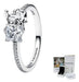 Anillo con Gema Color Blanco Talla 7 Color Plateado