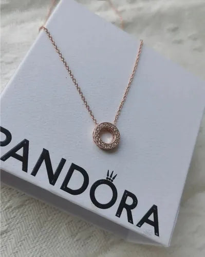Collar de Clavícula con Pavé Color Dorado Rosa