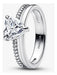 Anillo Corazón con Doble Banda Color Plateado