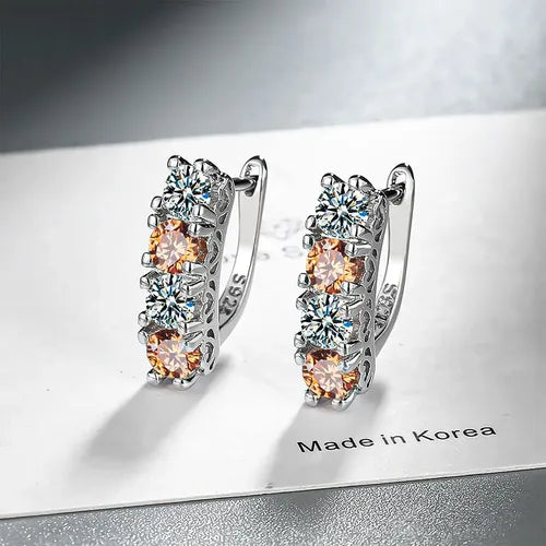 Aretes con Piedras de Colores Regalo para Mamá Color Plateado | Grado B