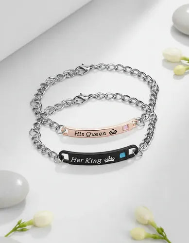 Pulseras de Pareja Rey y Reina 5.4 cm y 43.18 cm | Grado B