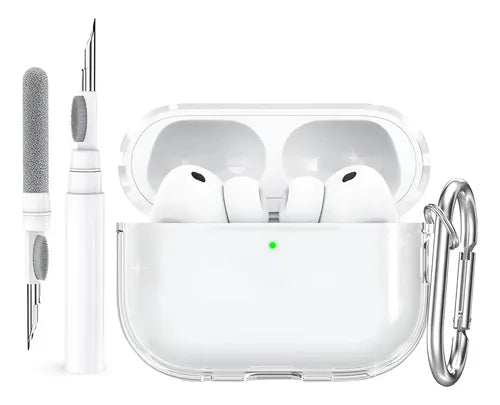 FUNDA PROTECTORA PARA AIRPODS PRO3 GENERACIÓN (2025) CASE TRANSPARENTE SILICONA + LIMPIADOR + LLAVERO + 8 ALMOHADILLAS PARA AIRPODS PRO 3