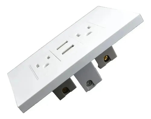 Placa de Contacto Doble con Carga USB Dual de Vidrio Color Blanco | Grado B