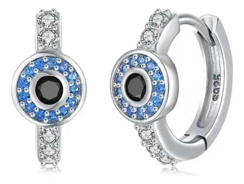 Aretes de Ojo Turco con Pavé de Zirconias Color Plateado | Grado B