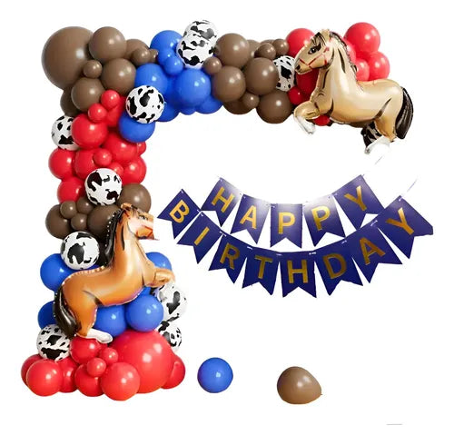 Globos de Caballos Decoración Cumpleaños de Vaquera Fiesta - Bordó - Lunares | Grado B
