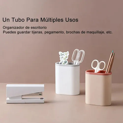 Portalápices Rosa Organizador de Escritorio con Compartimentos Dobles | Grado B