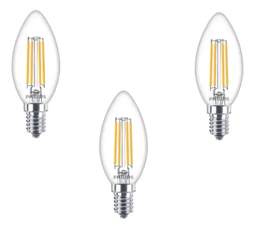Philips LED Vela Luz Cálida 4.5W = 40W Base E14 3PACK | Grado B