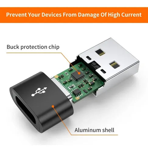 Adaptador USB Tipo C Hembra a USB Macho Color Plateado | Grado B