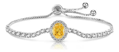 Pulseras con Cristal Amarillo Elegantes para Mujer Color Plateado Regalo | Grado B