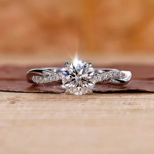 Anillo de Compromiso y Promesa Ajustable para Mujer Color Plateado | Grado B