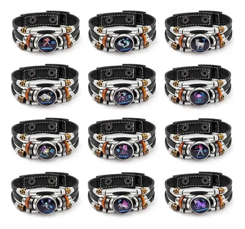 Pulsera de los 12 Signos del Zodiaco que Brilla en la Oscuridad | Grado B