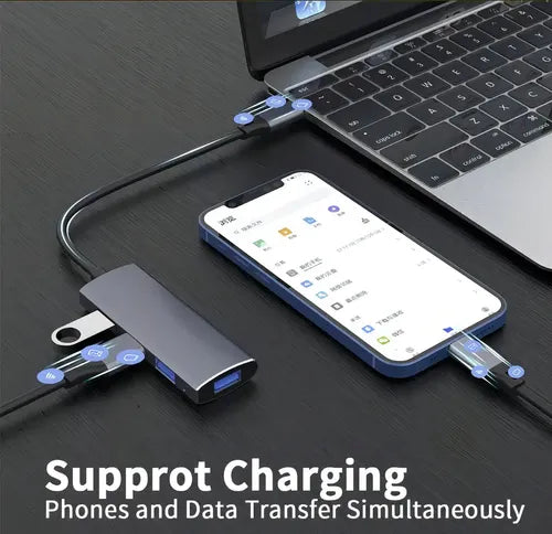 Jeeyee Hub USB 3.0 4 Puertos Alta Velocidad con Protección de Sobrecarga Gris | Grado B