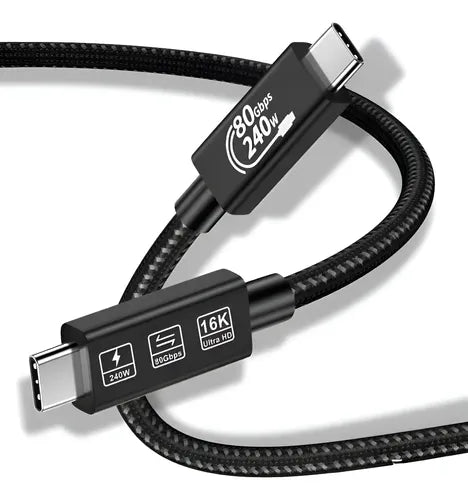 Cable USB C a C de 1M,80Gbps 240W para THUNDERBOLT5/4/USB4 | Grado B