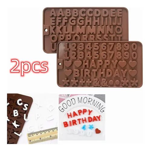 Molde de Silicona de Abecedario y Números para Repostería Color Marrón | Grado B
