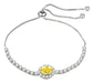 Pulsera con Cristal Amarillo Elegante Color Plateado | Grado B
